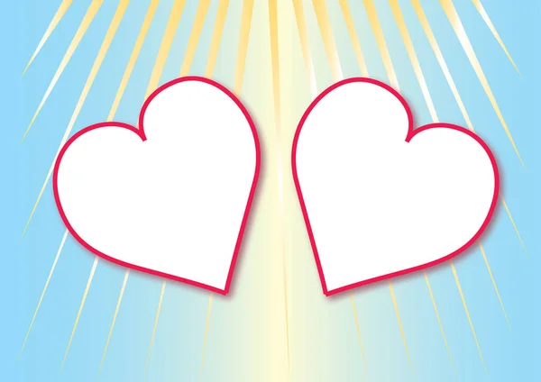 Couple Cadres Cœurs Amour Dans Les Rayons Soleil Avec Une — Image vectorielle