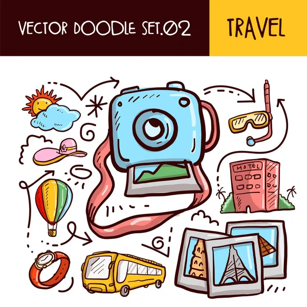 Reisekritzelei Vektor Illustration Set — Stockvektor