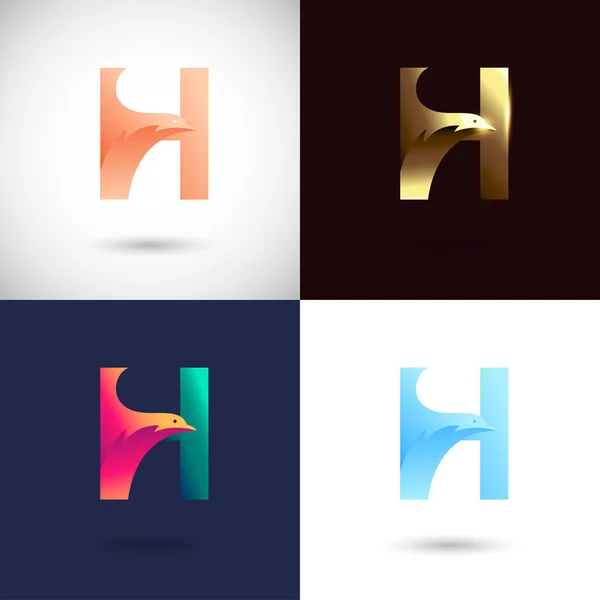 Creative Letter H logo design with Dove Bird concept for Business Company . Abstract letter logo Design Template with different color version set.