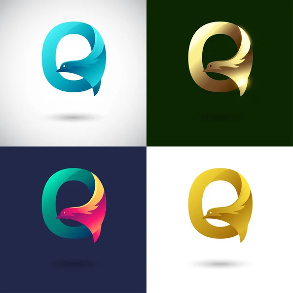 Creative Letter Logo Design Dove Bird Concept Business Company Abstract — 图库矢量图片