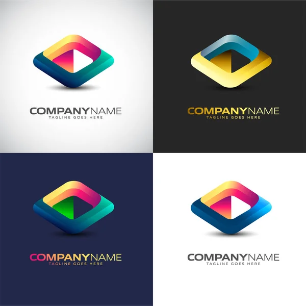 Collection Abstract Logo Template Different Color Your Company Brand — Stock Vector