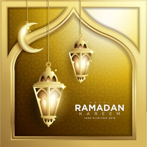 Conception élégante de Ramadan Kareem fond avec fanoos suspendus — Photo