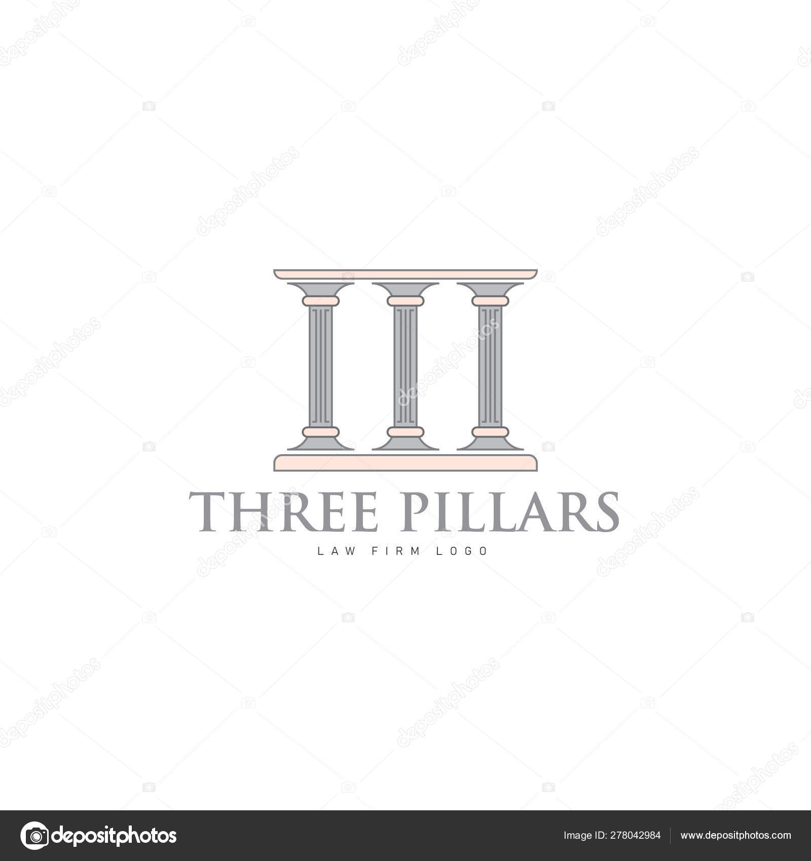 Hree Pillars with Greek Roman Pillar Style Logo design for Lawfi Stock