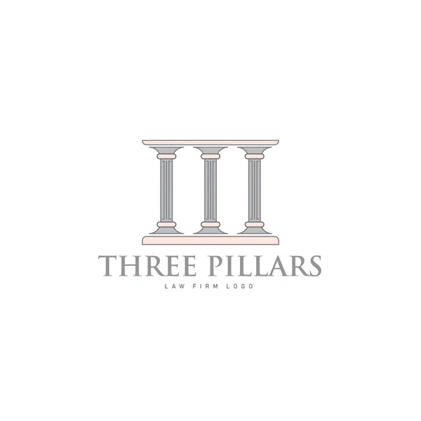 Τρία πυλώνες με ελληνικό Λατινικό πυλώνα στυλ σχέδιο λογότυπο για lawfi — Διανυσματικό Αρχείο