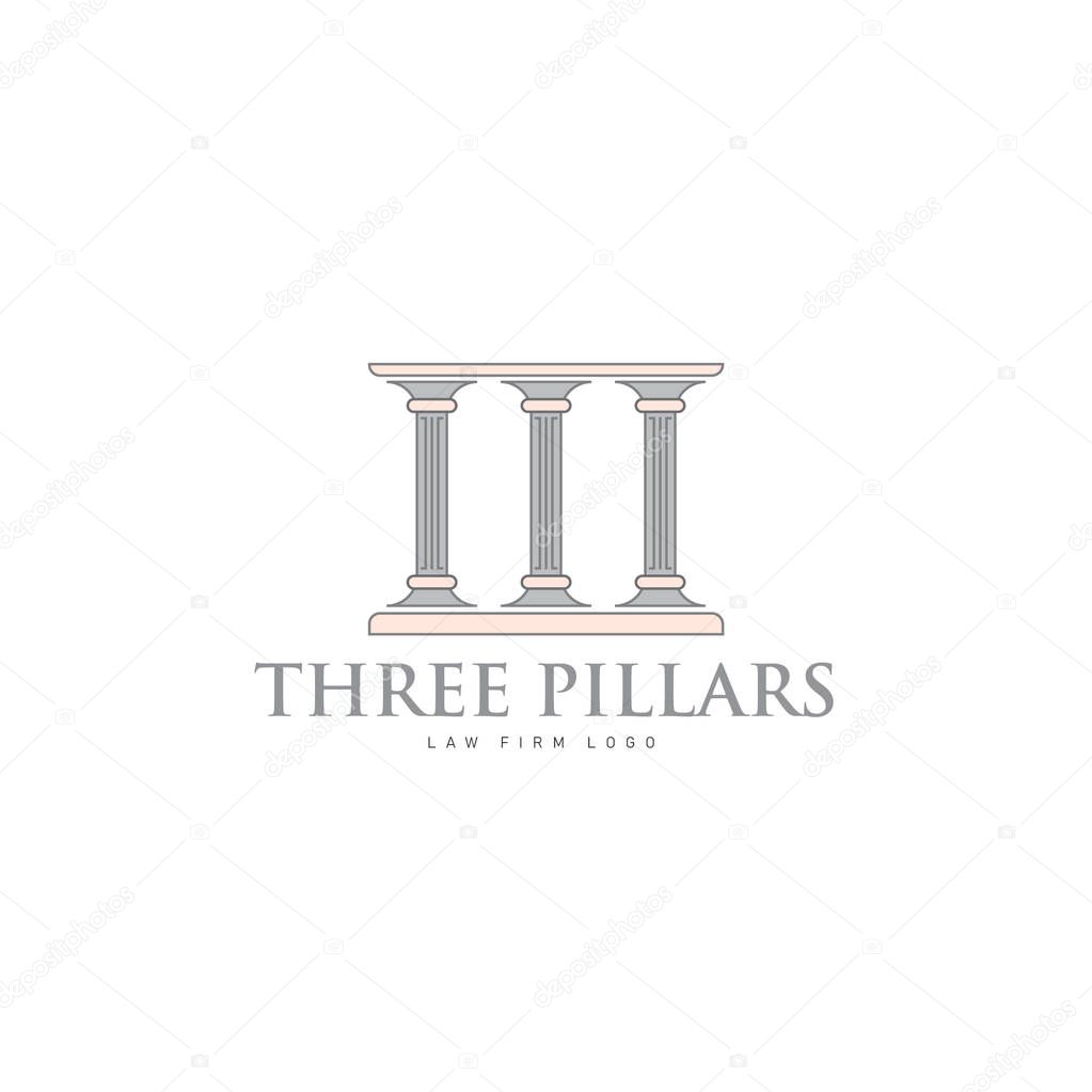hree Pillars with Greek Roman Pillar Style Logo design for Lawfi