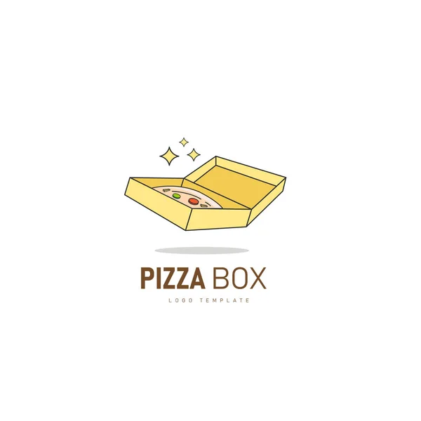 Pizza Box. Pizza Icon z logo Box szablon dla Fast food Resta — Wektor stockowy