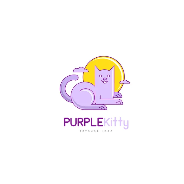 Vetor moderno criativo do logotipo do gato no estilo dos desenhos animados para Pet Shop Co — Vetor de Stock