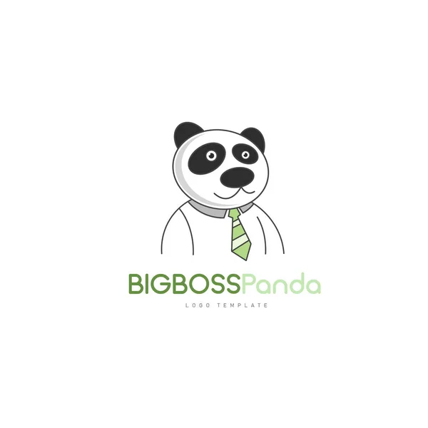 Lindo logo de Panda Boss. Concepto de logo creativo con Panda wear A bo — Vector de stock
