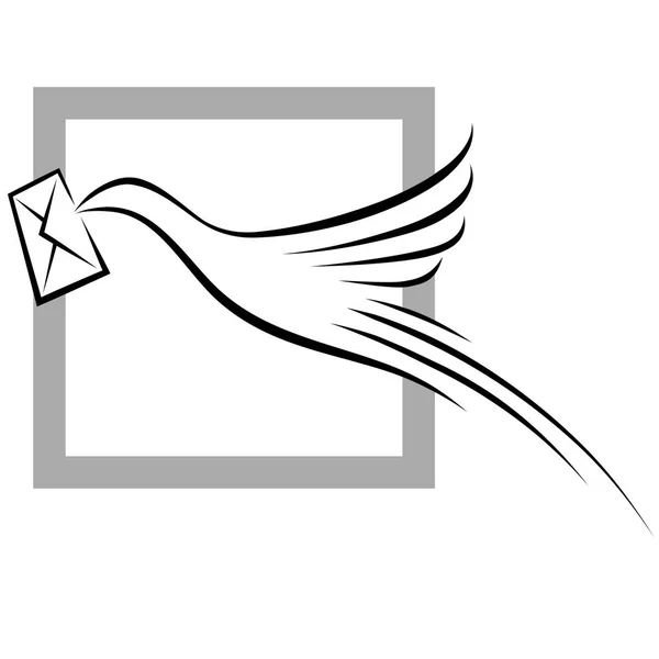 Bird Envelope Grey Color Frame — Stock Vector