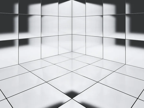 High gloss tile floor corner 3D rendering - Illustratio
