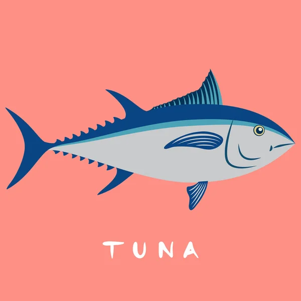 Рыба-тунец, выделенная на розовом фоне — стоковый вектор