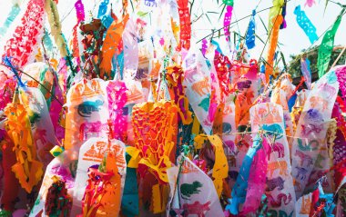 Kuzey Tayland renkli zodyak bayrakları