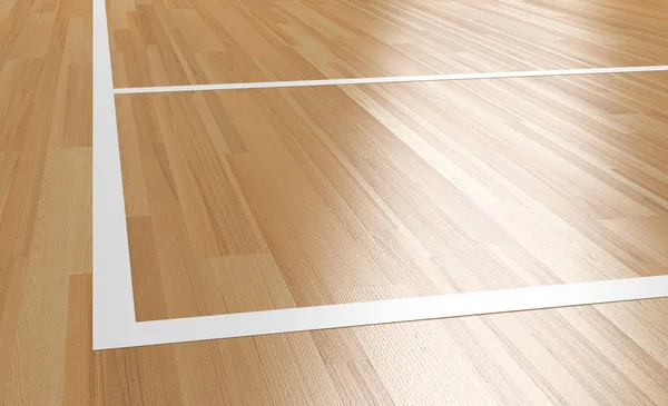 Hoek van houten basketbalveld 3D rendering — Stockfoto