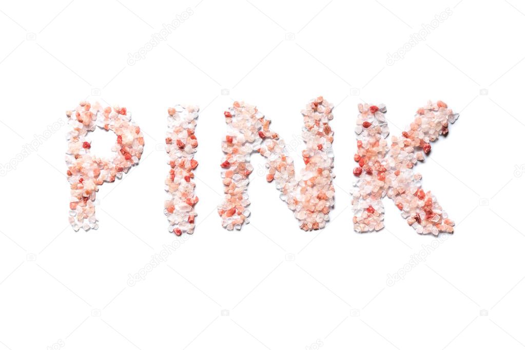 Bolivian Pink salt isolated on white background