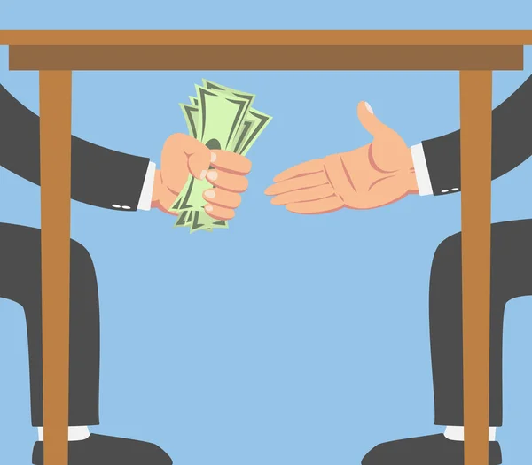 Επιχειρηματίας, δίνοντας χρήματα κάτω από το τραπέζι — Διανυσματικό Αρχείο