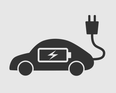 Beyaz arkaplanda elektrikli araba simgesi