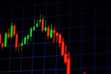 Mum sopa graph grafiği boğa noktası veya EUR'daki aşağı hareket noktası, borsa veya borsa ticaret, yatırım ve finansal kavramı fiyat trendi aşağı veya yukarı eğilim gösteren göstergesi ile. ince odak.