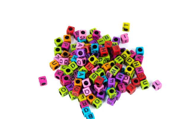 Pile Beads Letter Bead Alphabet White Background — Stock Photo, Image