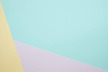 Moda pastel kağıt düz renkli yatıyordu üstten görünüm, geometrik arka plan dokusu, pembe, mor, sarı, bej, yeşil ve mavi renk.