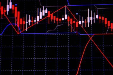 Mum sopa graph grafiği boğa noktası veya EUR'daki aşağı hareket noktası, borsa veya borsa ticaret, yatırım ve finansal kavramı fiyat trendi aşağı veya yukarı eğilim gösteren göstergesi ile. ince odak.