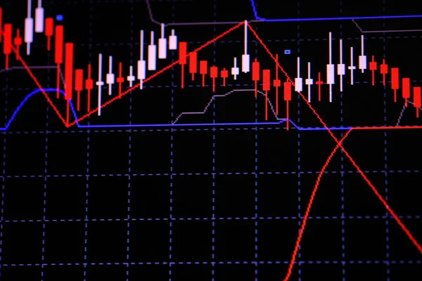 Mum sopa graph grafiği boğa noktası veya EUR'daki aşağı hareket noktası, borsa veya borsa ticaret, yatırım ve finansal kavramı fiyat trendi aşağı veya yukarı eğilim gösteren göstergesi ile. ince odak.