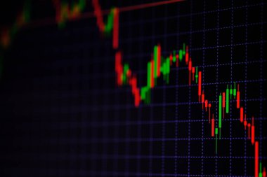 Mum sopa graph grafiği boğa noktası veya EUR'daki aşağı hareket noktası, borsa veya borsa ticaret, yatırım ve finansal kavramı fiyat trendi aşağı veya yukarı eğilim gösteren göstergesi ile. ince odak.