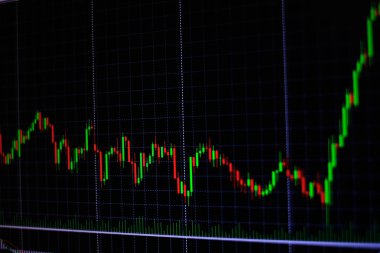 Mum sopa graph grafiği boğa noktası veya EUR'daki aşağı hareket noktası, borsa veya borsa ticaret, yatırım ve finansal kavramı fiyat trendi aşağı veya yukarı eğilim gösteren göstergesi ile. ince odak.