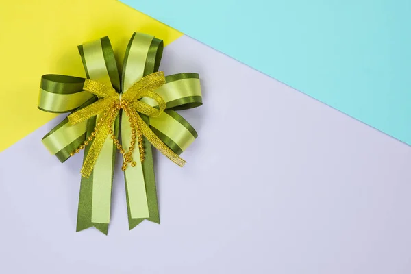 Arco Fita Verde Decorativa Pastel Doce Textura Fundo Papel Colorido — Fotografia de Stock