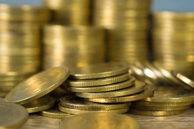 Sütunları altın sikke, sikke çalışma tablosu, İşletme Bankacılığı ve mali kavram fikir yığınları.