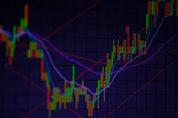 Candle Stick Graph Diagram Med Indikator Visar Hausseartad Punkt Eller — Stockfoto