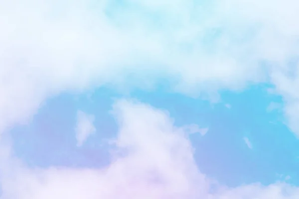 Sweet pastel colored cloud and sky with sun light, soft cloudy with gradient pastel color background. summer concept.