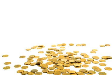 Arka plan, iş para altın para üzerinde beyaz izole düşen ve kavram fikir Finans.