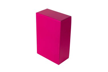 Pembe kutu veya kağıt paket kutu kırpma yolu ile beyaz arka plan üzerinde izole kapalı.