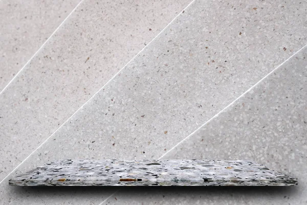 Tom Toppen Polerad Terrazzo Sten Hyllor Terrazzo Vägg Bakgrund Produkt — Stockfoto