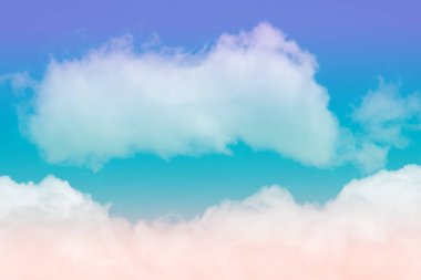 Tatlı pastel renkli bulut ve gökyüzü güneş ışığı, ile yumuşak bulutlu degrade pastel renk arka plan ile. Yaz konsepti.