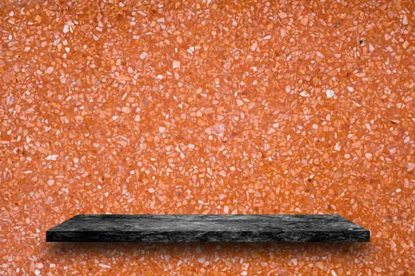 Parte Superior Vacía Estantes Piedra Mármol Negro Fondo Pared Terrazo — Foto de Stock