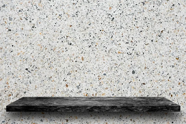 Tom Toppen Svart Marmor Sten Hyllor Terrazzo Vägg Bakgrund Produkt — Stockfoto