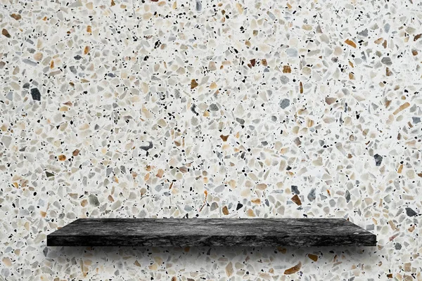 Tom Toppen Svart Marmor Sten Hyllor Terrazzo Vägg Bakgrund Produkt — Stockfoto