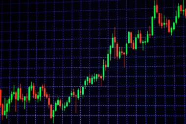 Mum sopa graph grafiği boğa noktası veya EUR'daki aşağı hareket noktası, borsa veya borsa ticaret, yatırım ve finansal kavramı fiyat trendi aşağı veya yukarı eğilim gösteren göstergesi ile. ince odak.