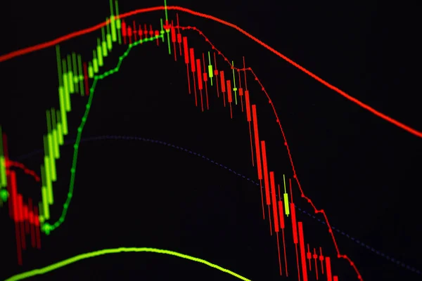 Candle Stick Graph Diagram Med Indikator Visar Hausseartad Punkt Eller — Stockfoto