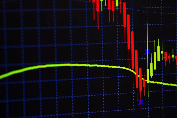 Candle Stick Graph Diagram Med Indikator Visar Hausseartad Punkt Eller — Stockfoto