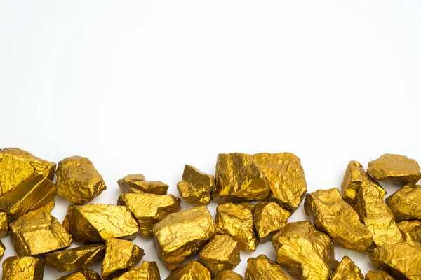 Mucchio Pepite Oro Minerale Oro Sfondo Bianco Pietra Preziosa Grumo — Foto Stock