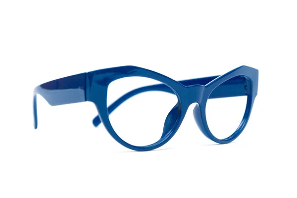Estilo Moda Óculos Azuis Isolado Fundo Branco — Fotografia de Stock