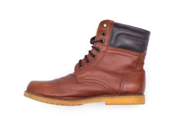 Erkek kahverengi deri çizme, Erkek ayakkabı moda beyaz arka plan üzerinde izole.