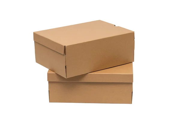 Brown Cardboard Shoes Box Lid Shoe Sneaker Product Packaging Mockup — Stock Photo, Image