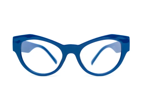 Styl Moda Niebieski Okulary Izolowana Białym Tle — Zdjęcie stockowe
