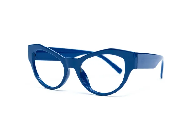 Μπλε Γυαλιά Μόδας Στυλ Απομονώνονται Λευκό Φόντο — Φωτογραφία Αρχείου