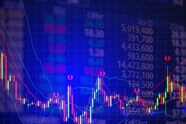 Mum sopa graph grafiği boğa noktası veya EUR'daki aşağı hareket noktası, borsa veya borsa ticaret, yatırım ve finansal kavramı fiyat trendi aşağı veya yukarı eğilim gösteren göstergesi ile. ince odak.