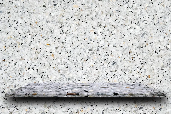 Tom Toppen Polerad Terrazzo Sten Hyllor Terrazzo Vägg Bakgrund Produkt — Stockfoto