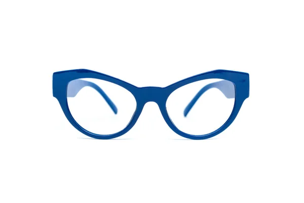 Blå Glasögon Mode Stil Isolerad Vit Bakgrund — Stockfoto